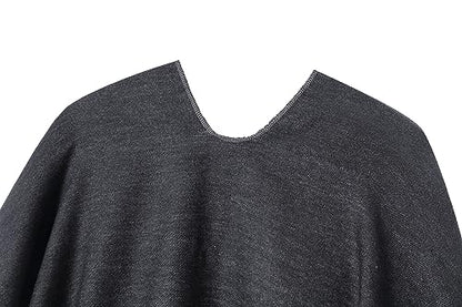 Women's Shawl Wrap Poncho Cape Cardigan Open Front Coat Shawl Wrap Scarf for Spring Fall Winter - color: Black Grey