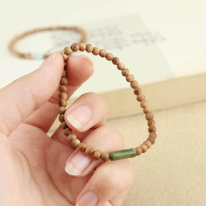 Handmade Jade Sandalwood 4mm Wooden Beads Bracelet - Retro Style Women's Jewelry Accessories - color: green