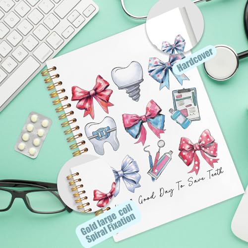 WUCHJ Dentist Gifts Notebook, Dental Hygienist Assistant Gifts Journal, Coquette Bow Dental Spiral Notebook Journal for Note Taking, Dentist Office Supplies, 5.5x8.3 Inch - color: Pink Bow Dentist