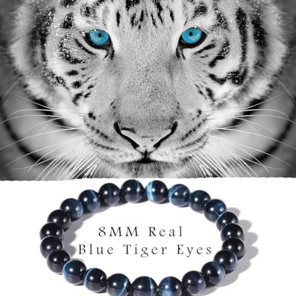 Single-pack of pure gemstone bracelets… - color: 8MM Blue Tigers Eye