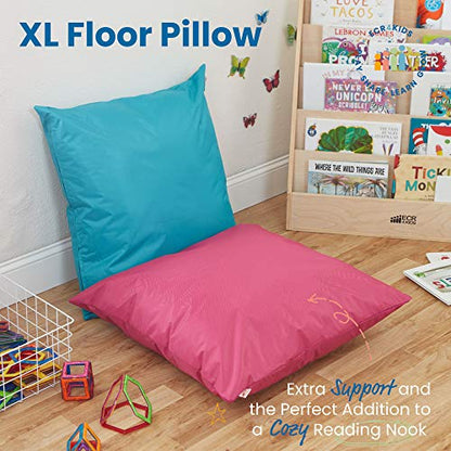 ECR4Kids Jumbo Indoor/Outdoor Kids Floor Pillow Cushion, 27in x 27in, Classroom Essentials, Raspberry - color: Raspberry