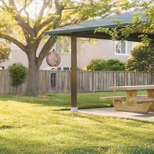 43" Solar Wind Chimes for Outside, Hanging Lights Outdoor Detachable Lantern Metal Peacock Wind Chimes, Deep Tone Memorial Wind Chime Gift Decoration for Home, Patio, Garden, Outdoor, Yard