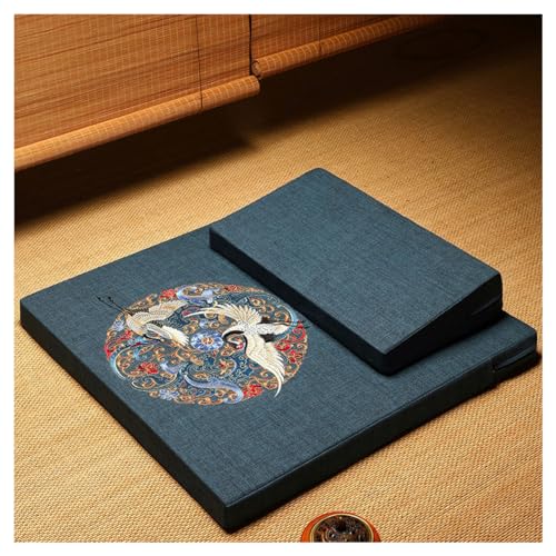 Square Meditation Cushion Mat Set with Washable Cotton Linen Cover, Larger Thick Yoga Mat Bolster Floor Pillows Seating for Adults Meditation Accessories I-60CM - color: I, size: 60CM