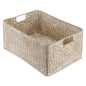 Hipiwe Seagrass Storage Basket Bin Rectangular Handwoven Wicker Storage Box with Handle Opened Baskets Box for Shelf Organizing Closet Bathroom, 15.7" L x 11.8" W x 7.5" H