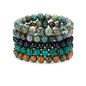 BOMAIL 5PCS Semi-Precious Gemstone Bracelet - Healing Crystal Stone Beaded Bracelets for Women Men 8mm Round Beaded Stretch Bracelets Unisex Yoga Bracelets - color: D
