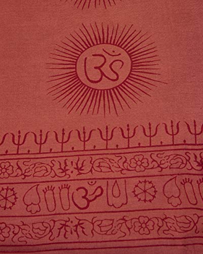 Yoga Scarf Meditation Shawl Large Wrap Hindu Prayer Stole OM print - color: Red