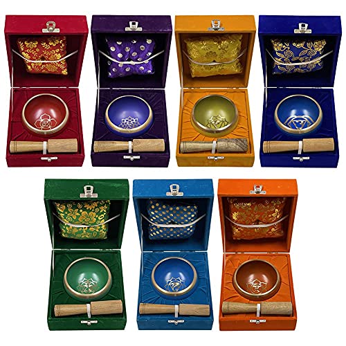 Chakra Singing Bowls Set Cuencos Tibetanos With Cushion Mallet Tulsi Beads Mala Tibetan Prayer Flag For Meditation Mindfulness - Style2 Size Small - color: Style#2 Small