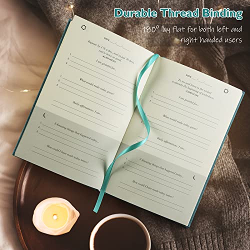 The Gratitude Journal, manifestation journal, Daily Journal with Prompts for Affirmation, Happiness, Mindfulness, Positivity, Wellness, Undated Journal for Women & Men(8.5 * 5.5 inches) - color: Blue