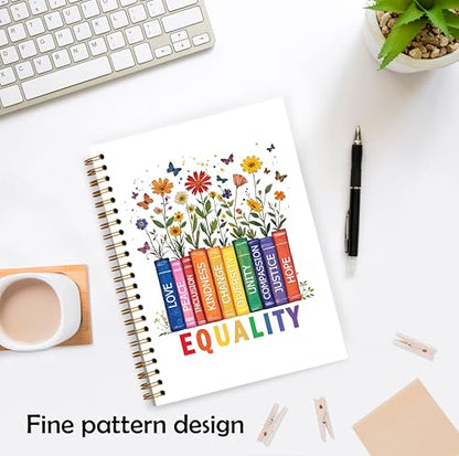 LGBTQ Equality Book Floral Notebook, Pride Month Gifts Journal, Diversity and Inclusion Journal, LGBT Rainbow Pride Hardcover Spiral Notebooks, 5.5x8.3 Inch - color: Color_6
