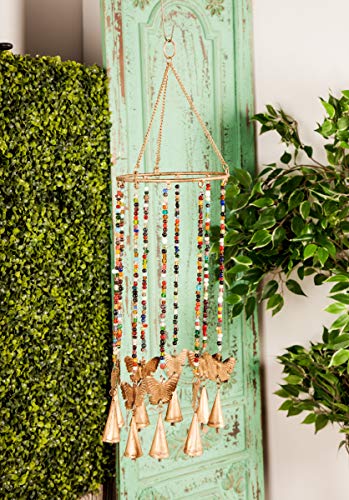 Deco 79 Gold Metal Eclectic Windchime 7 x 18 Inches