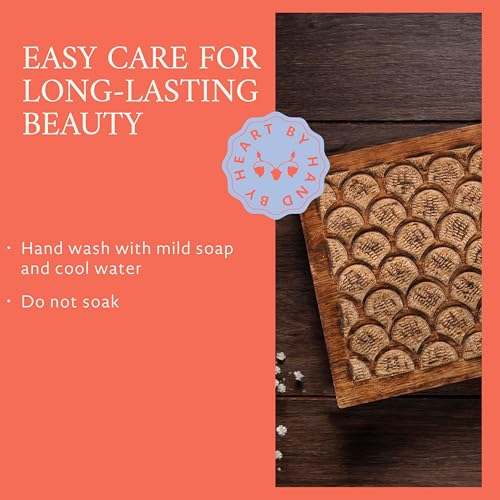 7.5” x 4.5” x 3” Mango Wood Box with Lid – Carved Scallop Medium Burnt – Handcrafted Wooden Keepsake Box – Medium Decorative Storage for Jewelry, Memory & Home Décor Accents