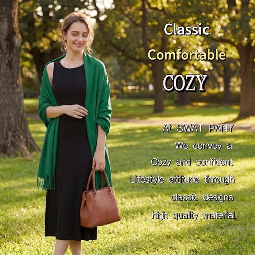 Pashmina shawls and wraps for Evening Dresses Scarf for Women Winter Shawl Wraps for Women Weedings - color: Green-2