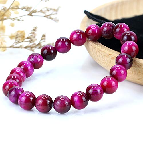 Natural Gemstones Bracelet 8mm Chakra Round Beads Energy Power Crystal Reiki Healing Elastic Stretch 7 Inch for Women Men Unisex - color: Red Tiger Man