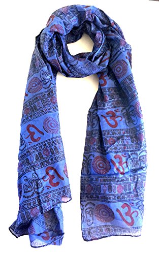 OMA Scarf Wrap Shawl Cotton Block Print Mantra Scarf For Meditation & Yoga - Large Size - Premium Quality