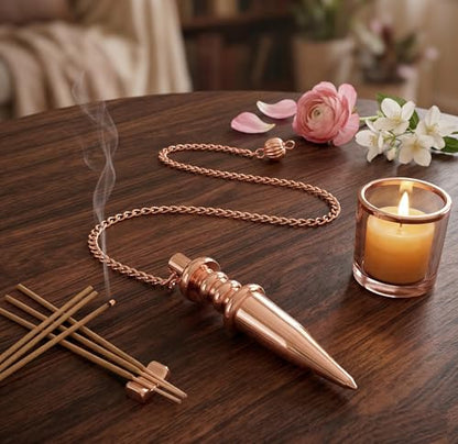 Copper Metal Light Weight Solid Cone Point Pendulum Healing Dowsing Reiki Pendulum for Divination and Meditation Copper Pendulum - color: Light Weight Cone Copper Metal Pendulum