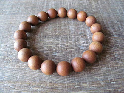 Sandalwood Bracelet for Women Men Buddhist Prayer Strand Chandan Bracelet Handmade Stretchable Elastic Sandalwood Beaded Wristbands for Yoga Meditation - style: 10mm Beads