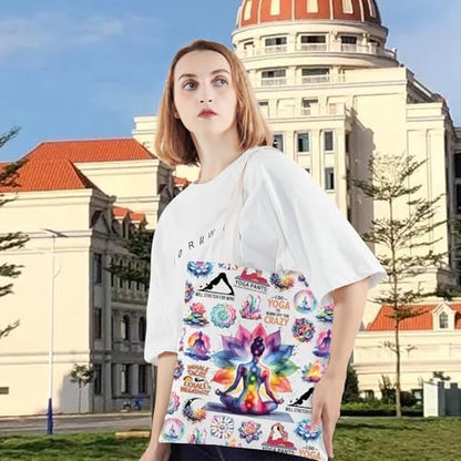 LEVLO Yoga Canvas Tote Bag Yoga Lover Gift Yoga Coach Merchandise Yogini Shoulder Bag Yoga Instructor Gift