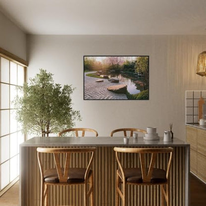 Artful Walls Zen Garden Wall Art – Tranquil Design with Raked Gravel, Moss Stones, etc., Wall Decor Size 40x50 cm / 16x20″ - size: 15.8L" x 19.7W"