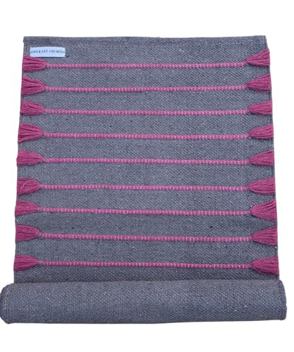 Jaipur art & Rugs Cotton Yoga Mat - Eco-Friendly Hand-Woven Rug - Non Slip & Thick (24”x72”x5mm) for Everyday Fitness at Home - Comfortable Extra-Long - color: Pink Dark Blue