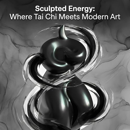 Tai Chi Motion Ceramic Sculpture - Handmade Jingdezhen Porcelain Statue, 7-Inch Abstract Yin Yang Zen Figurine for Home Office Desk Shelf Décor