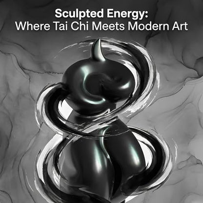 Tai Chi Motion Ceramic Sculpture - Handmade Jingdezhen Porcelain Statue, 7-Inch Abstract Yin Yang Zen Figurine for Home Office Desk Shelf Décor