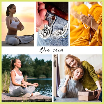 20 Pcs Om Symbol Meditation Tokens Bulk Set - Yoga Studio Gifts for Students, Mindfulness Practice Charms, Spiritual Pocket Coins for Good Luck & Inner Peace (Antique Silver)