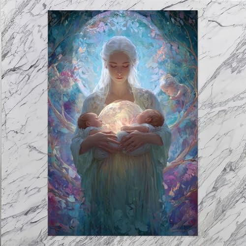 UZWGG 1pcs (Unframed，Canvas Only) Woman Poster Fantasy Goddess Prints Wall Art Abstract Goddess Nurturing Baby Canvas Painting New Birth Wall Picture for Newmom Mother's Day Gift 08x12inch(20x30cm) - color: goddess-Frameless（Canvas Roll）, size: 12"L x 08"
