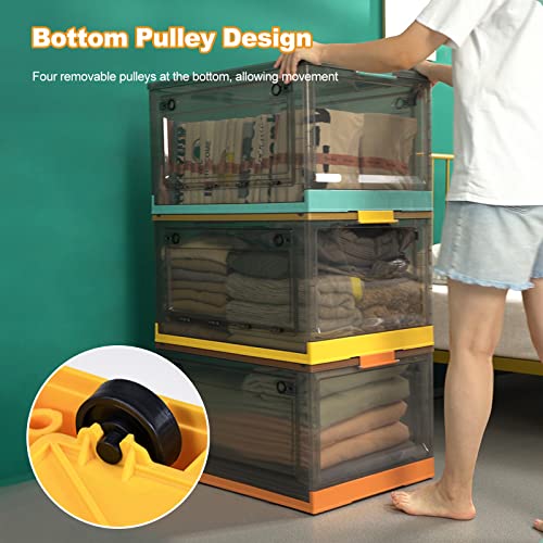 Ergocar Foldable Super Large Plastic Storage Box with Lid, Modern Style, Stackable Organiser, Wardrobe Storage, Grocery Storage, for Bedroom, Wardrobe, Office, Garage