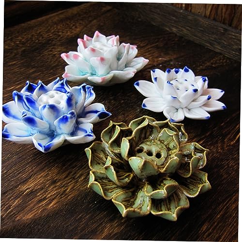 Levemolo Ceramic Lotus Table Ornament Unique Handmade Decoration for Home Office Craft for Desk Display Bookshelf Adornment Elegant Zen Design