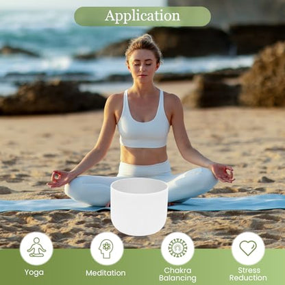 432HZ 8 Inchs G Note White Frosted Crystal Singing Bowl for Meditation Healing Yoga Chakra Quartz Crystal Sound Bowls with Heavy Duty Carry Case and Rubber Mallet,Suede Striker,O-rings - color: G Note White, size: 8 inch Throat Chakra