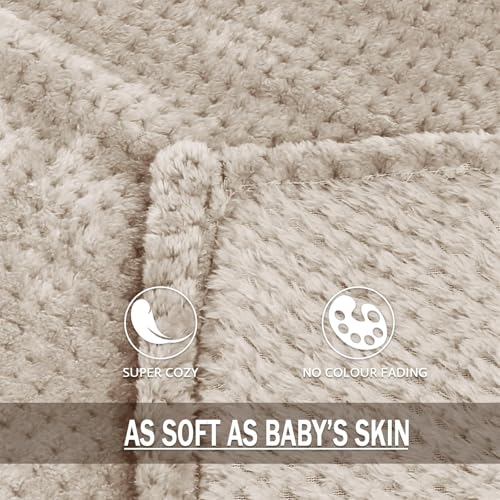 Exclusivo Mezcla Fleece Throw Blanket Extra Large, Super Soft and Warm Blankets for Couch, Sofa and Bed Waffle Textured, Cozy, Fuzzy and Lightweight (Tan, 50x70 Inches) - color: Tan, size: 50x70 in
