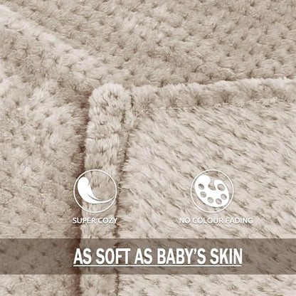 Exclusivo Mezcla Fleece Throw Blanket Extra Large, Super Soft and Warm Blankets for Couch, Sofa and Bed Waffle Textured, Cozy, Fuzzy and Lightweight (Tan, 50x70 Inches) - color: Tan, size: 50x70 in
