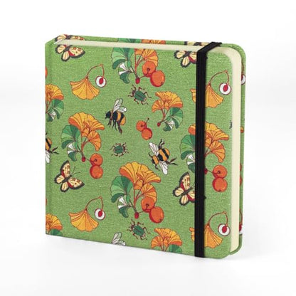 Mifuner 4.8x4.8in 80gsm Mini Notebooks Art Blank Pages Sketchbooks Travel Journal Pocket Hardcover Paint Writing Notebook Blank Diary Memo Planner Sketchbook Fabric Cover.Ginkgo Leaf - color: Cloth-Ginkgo Leaf