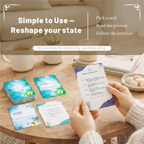 84 Mindfulness and Grounding Cards for Emotional Reset, Guided Self Care Deck with Purpose and Practice for Adults and Teens, Thoughtful Gift (Healing)
