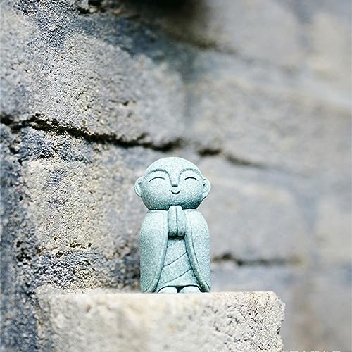 OwMell Japanese Jizo Monk Statue, Buddha Jizo Figurine Memorial Aquarium Statue Ornament - Namaste - color: Namaste
