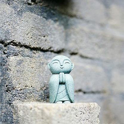 OwMell Japanese Jizo Monk Statue, Buddha Jizo Figurine Memorial Aquarium Statue Ornament - Namaste - color: Namaste