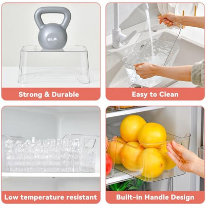 Clear Plastic Storage Bins - 12 Pack Pantry Organizers and Storage,Large Clear Pantry Organizer Bins, Plastic Containers with Handle for Kitchen,Freezer,Cabinet,Closet,Bathroom Under Sink - size: Large