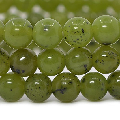 Justinstones Gem Semi Precious Gemstone 6mm Round Beads Stretch Bracelet 6.5 Inch Unisex - color: Canadian Nephrite