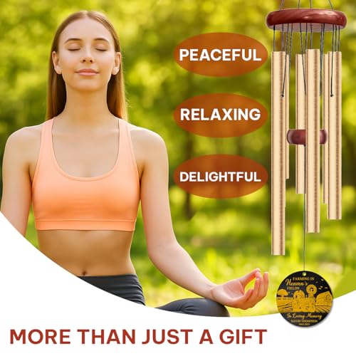Personalized Farming Memorial Wind Chime – “Farming in Heaven’s Fields” Custom Name & Years – Tractor with Angel Wings Engraved Sympathy Gift for Farmers – Remembrance Windchime for Loss of Loved One