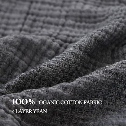 Boho Throw Blanket, 100% Cotton Ultra Soft Luxury Throw Rustic Quilt, Muslin Breathable Soft Bed Throw ，All Throw for Sofa Couch Chair 60×80 Inch (Grey Cotton Blanket 80x90 Inch, 80x90 Inch) - color: Grey, size: 80x90 Inch