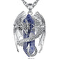 INFUSEU Unique Dragon Necklaces with Healing Crystal Stone for Men Women, Personalized Spiritual Gifts, 24 Inch Chain - color: Blue