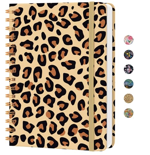 Lined Spiral Journal Notebook, A5 College Ruled Notebook for Journaling, Note-Taking, and Daily Planning, Durable Hardcover with an Elegant Design, Leopard print - color: X.Leopard print