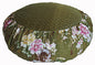 Meditation Cushion Zafu Pillow Japanese Kimono Silk Sage & Key Design - color: Sage & Key Design