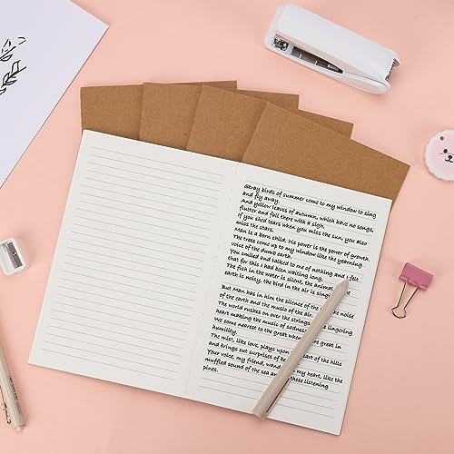 EOOUT 48 Pack A5 Lined Kraft Notebooks, Travel Journals Bulk 8.3x5.5in College Ruled Subject Notebooks 30 Sheets 60 Pages for Writing School Office Supplies - style: Lined-48pack
