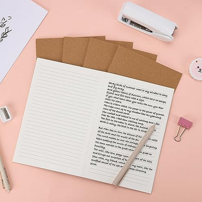 EOOUT 48 Pack A5 Lined Kraft Notebooks, Travel Journals Bulk 8.3x5.5in College Ruled Subject Notebooks 30 Sheets 60 Pages for Writing School Office Supplies - style: Lined-48pack