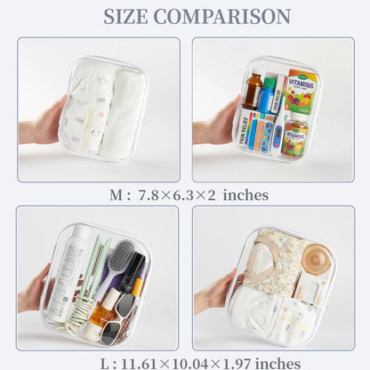 6-Pack Medium Clear Hard Shell Zipper Pouches, Clear Zipper Bags, Hard Case Pouches for Purse & Diaper Bag Organizer, and Travel Essentials (6M) - size: 6M
