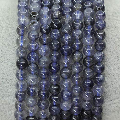 Keleny Gem Semi Precious Gemstones 4mm Round Beads Crystal Stretch Bracelet 7 Inch Unisex - color: Blue Iolite