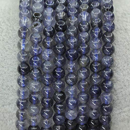 Keleny Gem Semi Precious Gemstones 4mm Round Beads Crystal Stretch Bracelet 7 Inch Unisex - color: Blue Iolite