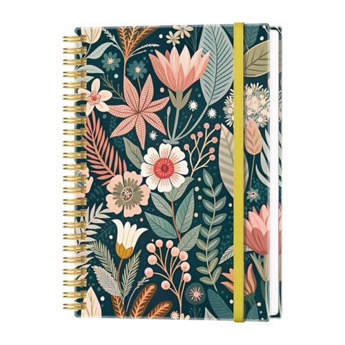 A5 Blank Notebook - 70 Sheets/140 Pages Blank Paper Notebook, 100 GSM Thick White Paper, 5.8" x 8.3" Spiral Blank Journal, Flower-B - size: 1-Pack, style: Flower-B