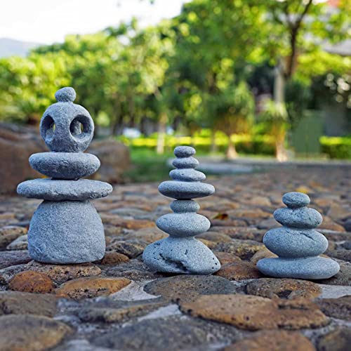 Japanese Pagoda Stone Lantern, Stacked Stone Sculpture Fairy Garden Accessories Outdoor Statue Meditation Zen Garden Decor